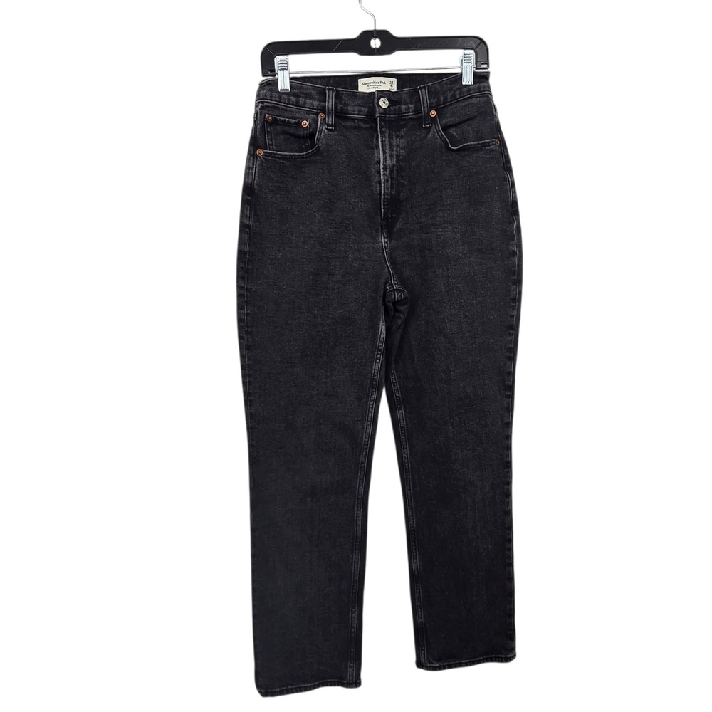 Abercrombie Fitch Ankle Straight Ultra High Rise Black Jeans‎ Womens 28 6L Curve